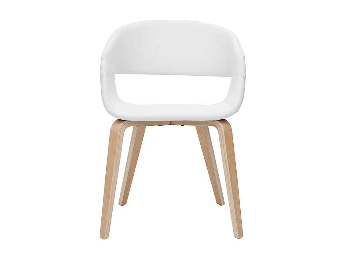 Set de 2 sillas de diseño de poliuretano blanco con patas de madera clara SLAM