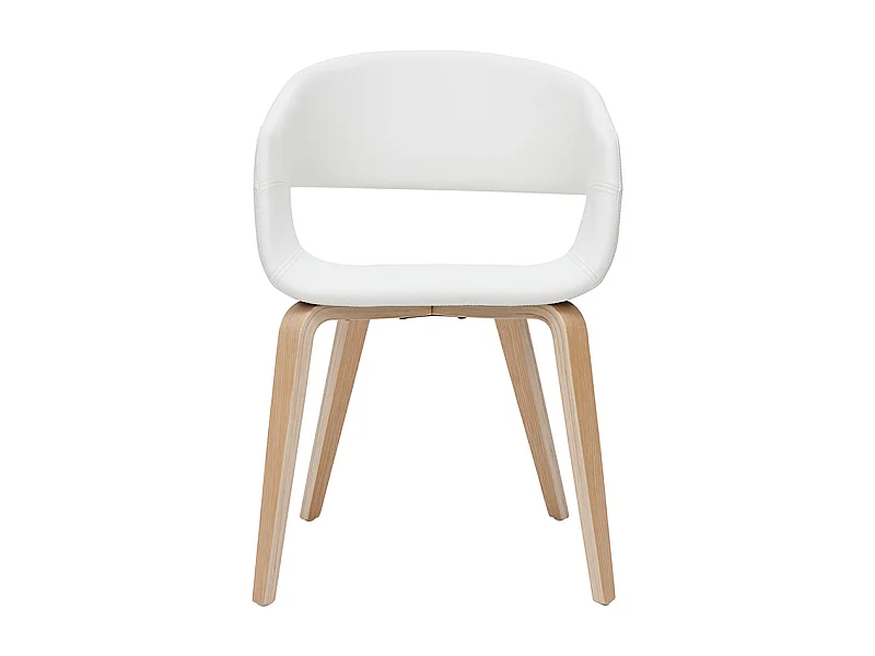 Set de 2 sillas de diseño de poliuretano blanco con patas de madera clara SLAM