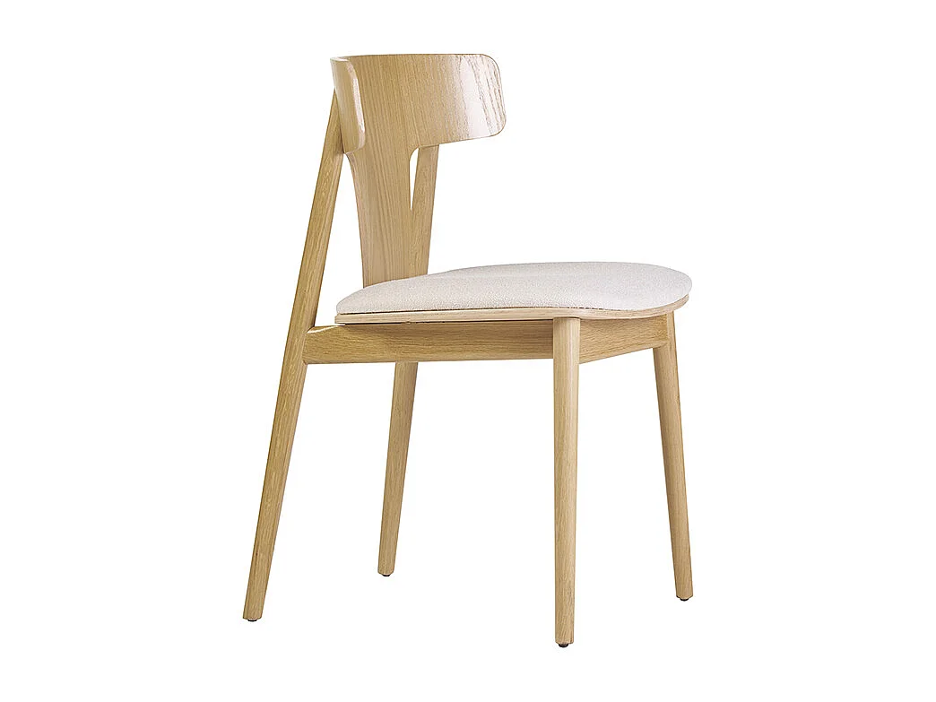 Set de 2 sillas nórdicas de roble y tejido efecto borreguillo color crudo LOUISA