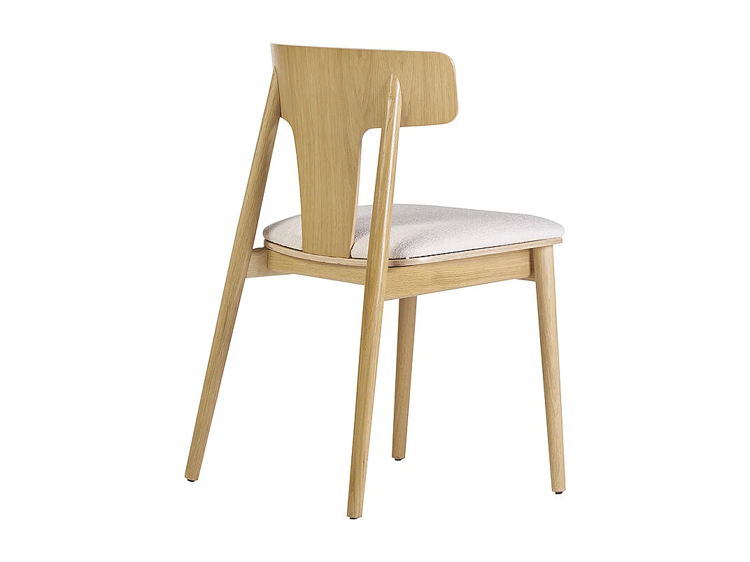 Set de 2 sillas nórdicas de roble y tejido efecto borreguillo color crudo LOUISA