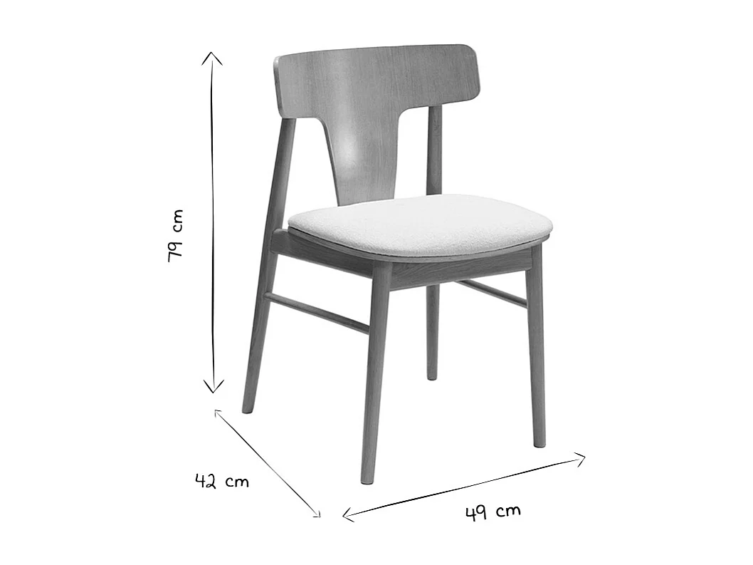 Set de 2 sillas nórdicas de roble y tejido efecto borreguillo color crudo LOUISA