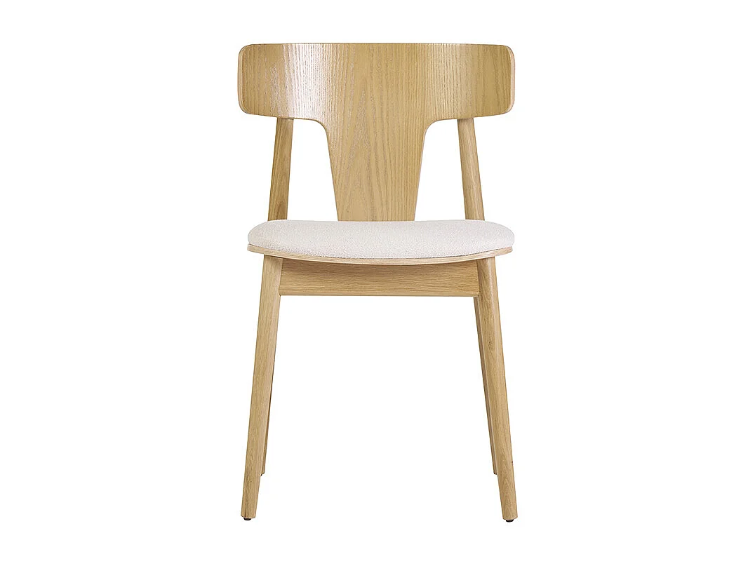 Set de 2 sillas nórdicas de roble y tejido efecto borreguillo color crudo LOUISA