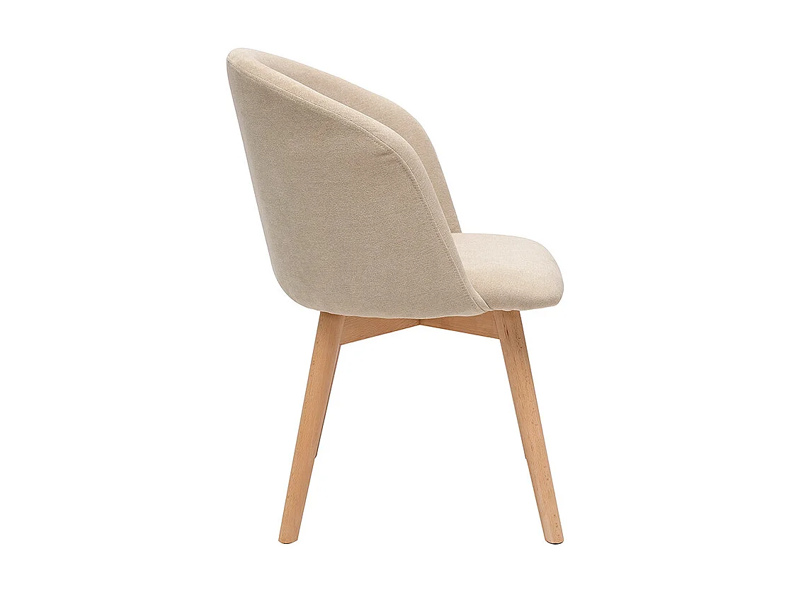 Skandinavische Stühle aus beigem Stoff mit Samteffekt und massivem Buchenholz (2er-Set) VANITY