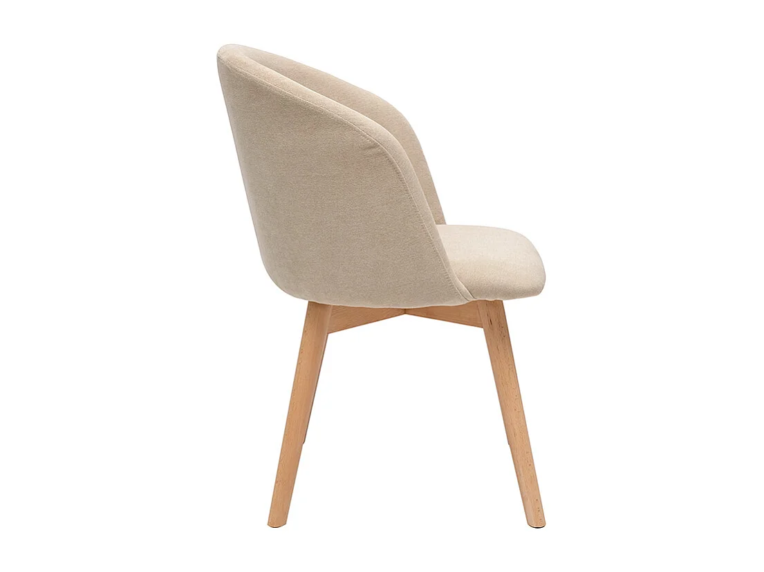 Skandinavische Stühle aus beigem Stoff mit Samteffekt und massivem Buchenholz (2er-Set) VANITY
