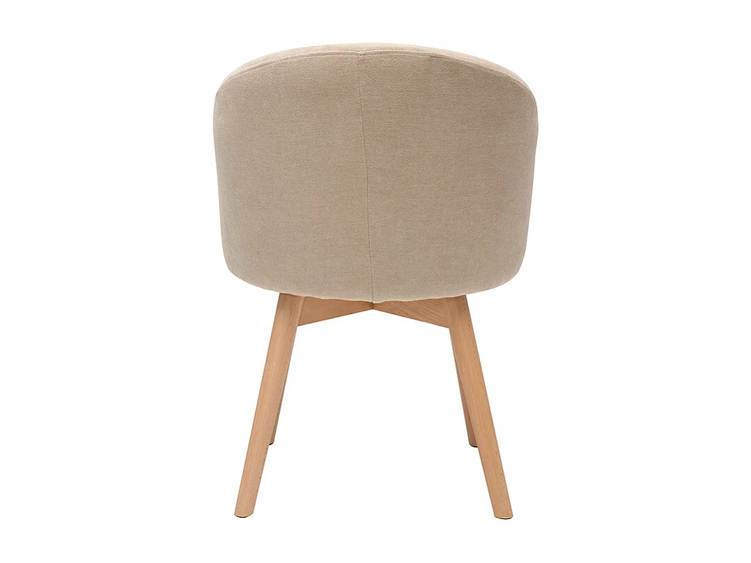 Skandinavische Stühle aus beigem Stoff mit Samteffekt und massivem Buchenholz (2er-Set) VANITY