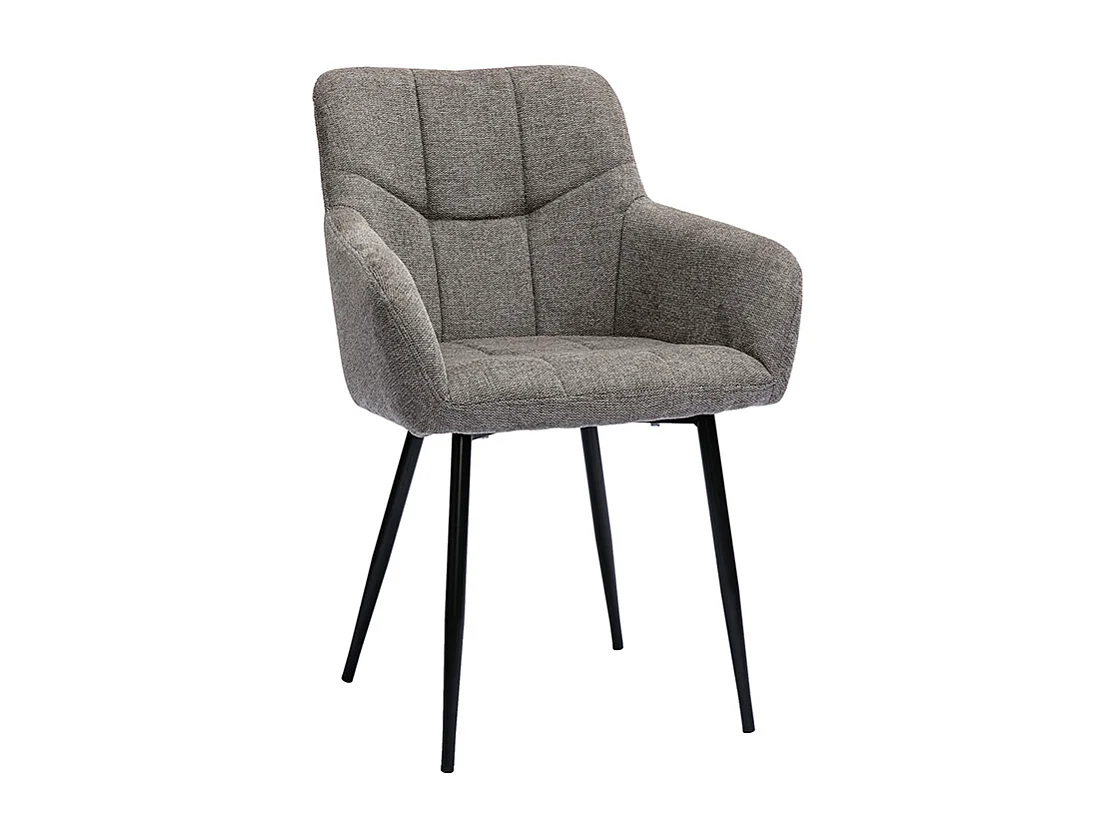 Design-Stühle Stoff mit strukturiertem Samteffekt in Grau und schwarze Metallfüße (2er-Set) MONTERO