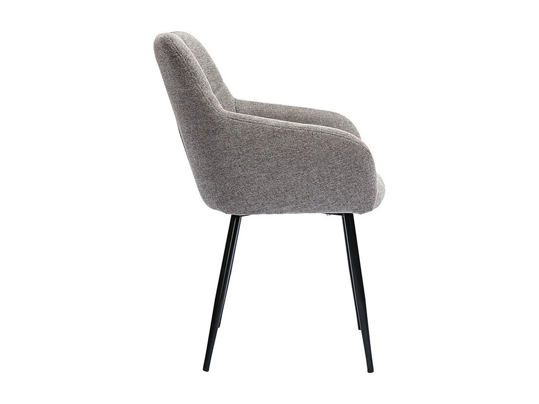 Design-Stühle Stoff mit strukturiertem Samteffekt in Grau und schwarze Metallfüße (2er-Set) MONTERO