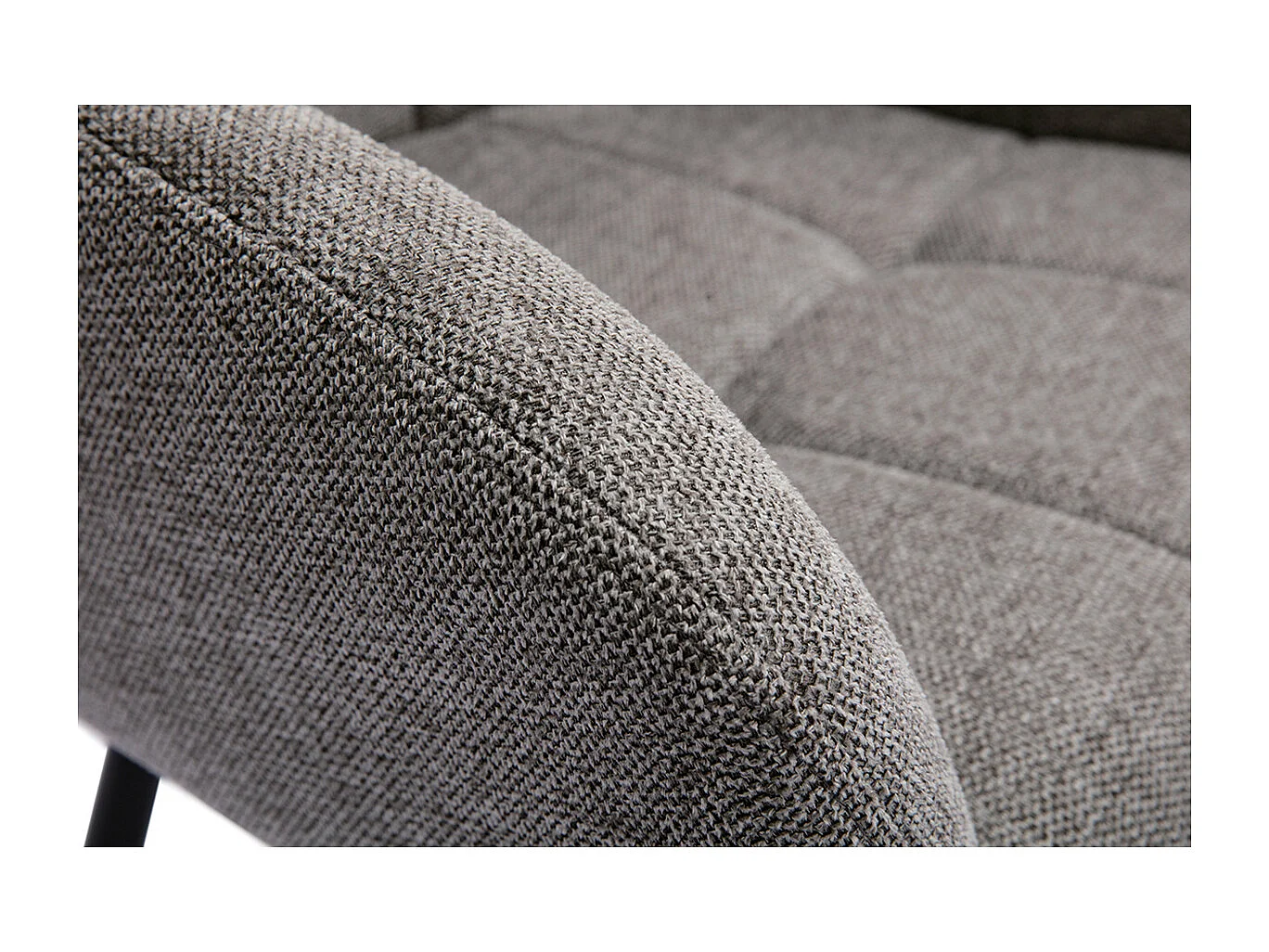 Design-Stühle Stoff mit strukturiertem Samteffekt in Grau und schwarze Metallfüße (2er-Set) MONTERO