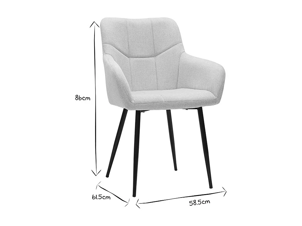 Design-Stühle Stoff mit strukturiertem Samteffekt in Grau und schwarze Metallfüße (2er-Set) MONTERO