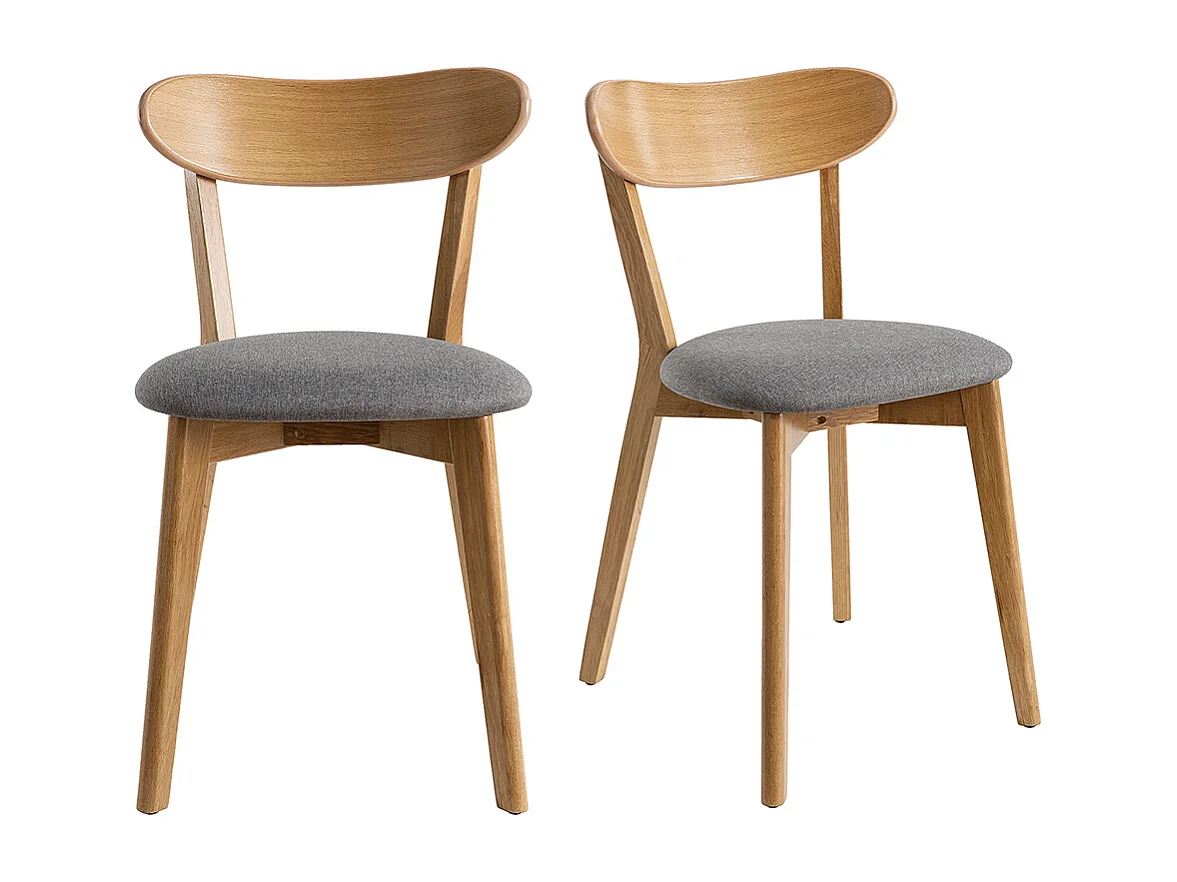 Sillas vintage roble y asiento gris (lote de 2) DOVE