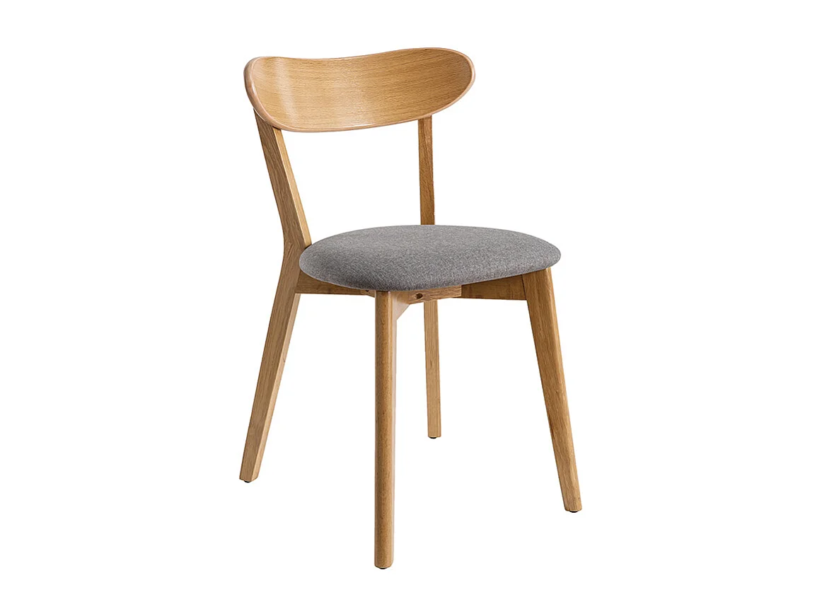 Chaises vintage en bois clair chêne et tissu gris (lot de 2) DOVE