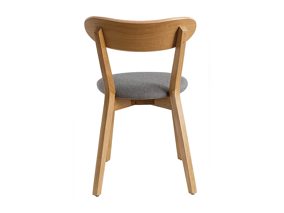 Chaises vintage en bois clair chêne et tissu gris (lot de 2) DOVE