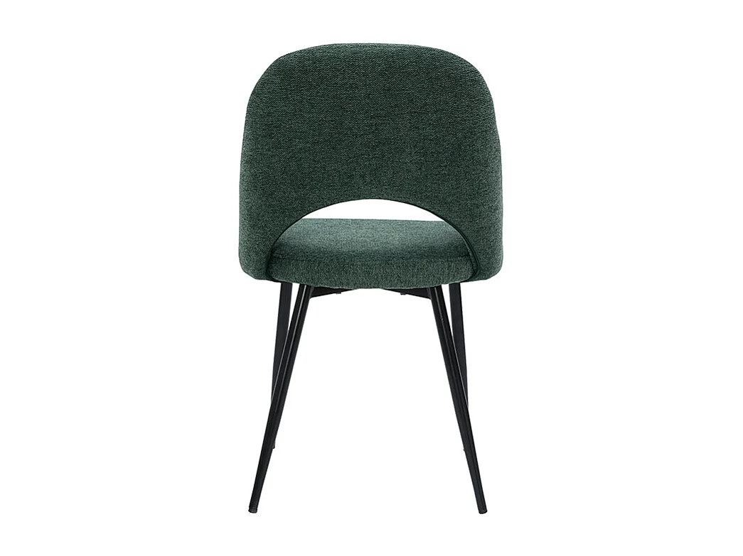 Vintage-Stühle aus Stoff mit strukturiertem Samteffekt in Grün und schwarze Metallfüße (2er-Set) COSETTE