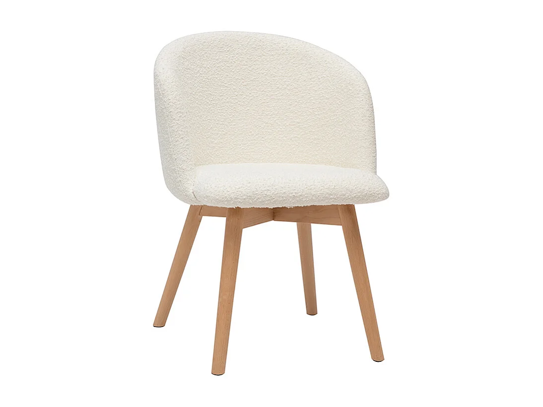 Skandinavische Stühle aus Stoff mit Wolleffekt und massivem Buchenholz (2er-Set) VANITY