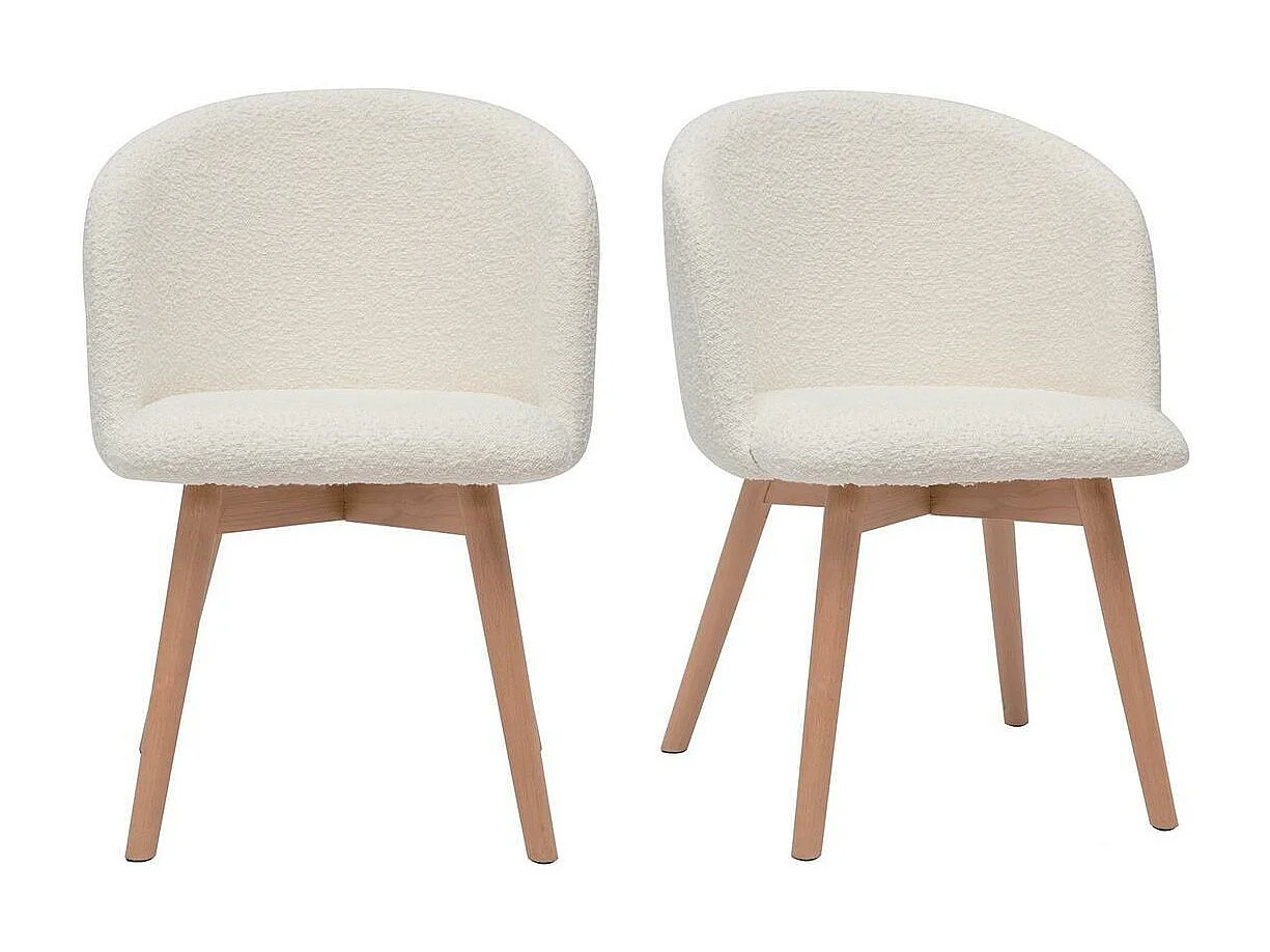 Skandinavische Stühle aus Stoff mit Wolleffekt und massivem Buchenholz (2er-Set) VANITY