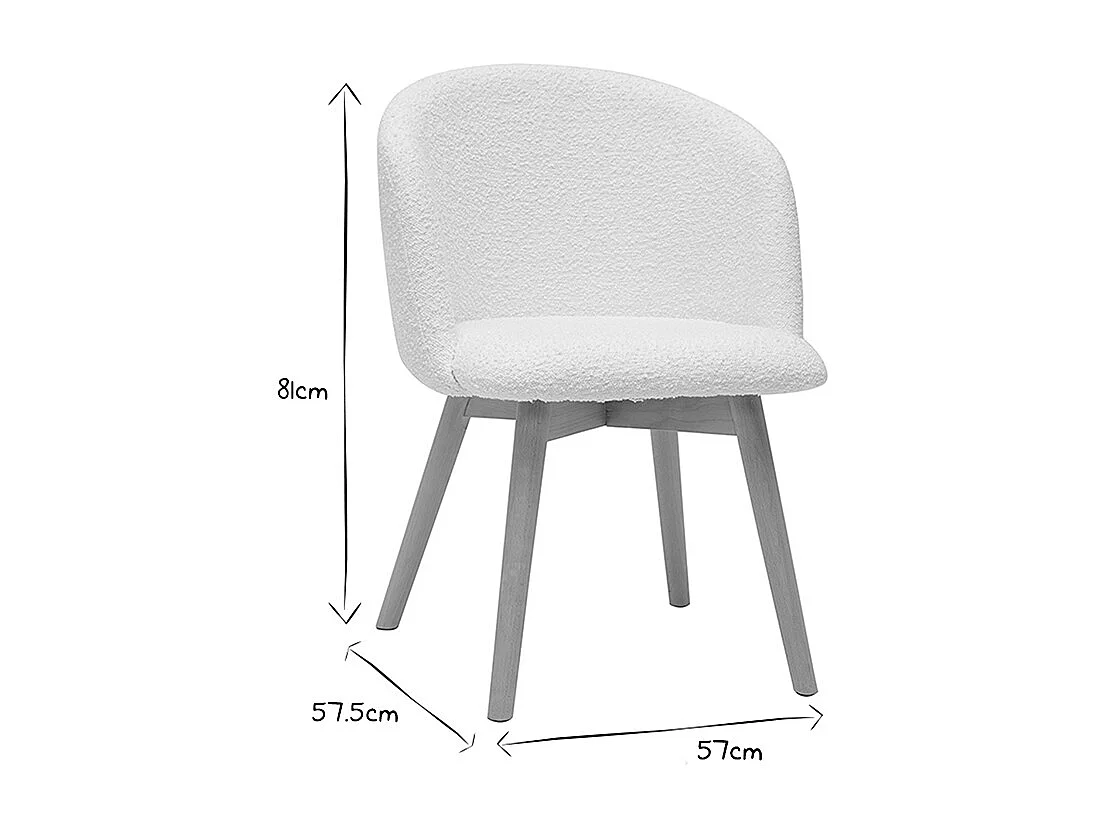 Skandinavische Stühle aus Stoff mit Wolleffekt und massivem Buchenholz (2er-Set) VANITY