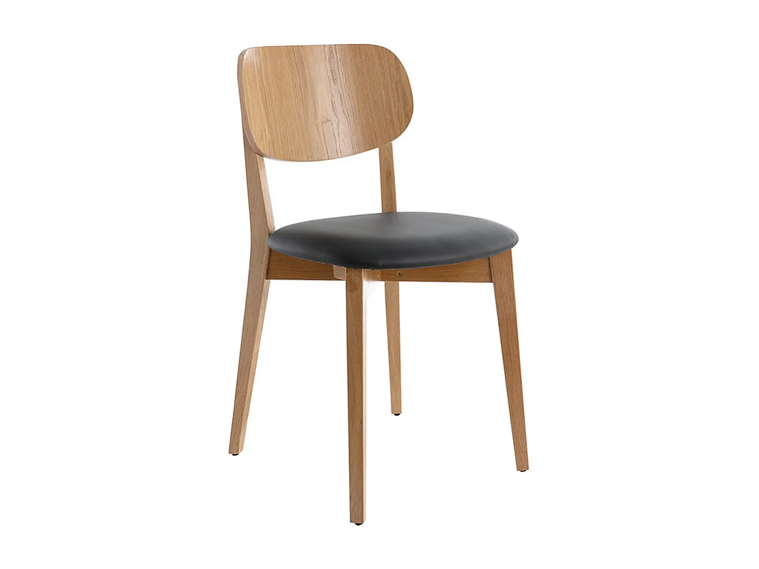 Chaises vintage en bois clair chêne et noir (lot de 2) LUCIA