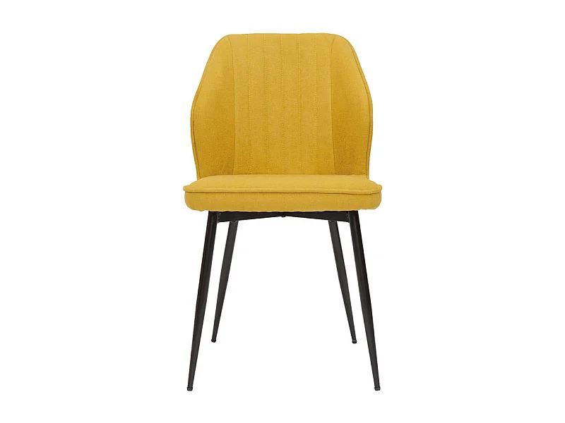 Chaises design en tissu effet velours jaune moutarde et métal noir (lot de 2) FANETTE