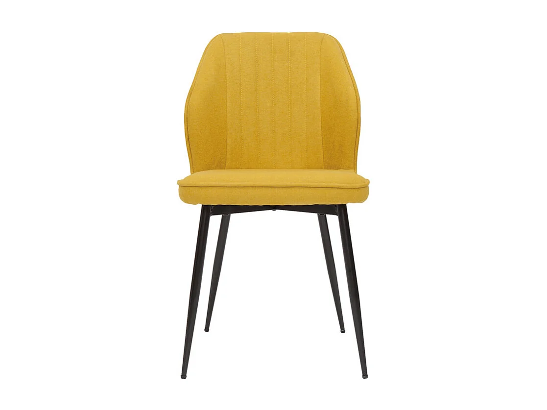 Chaises design en tissu effet velours jaune moutarde et métal noir (lot de 2) FANETTE