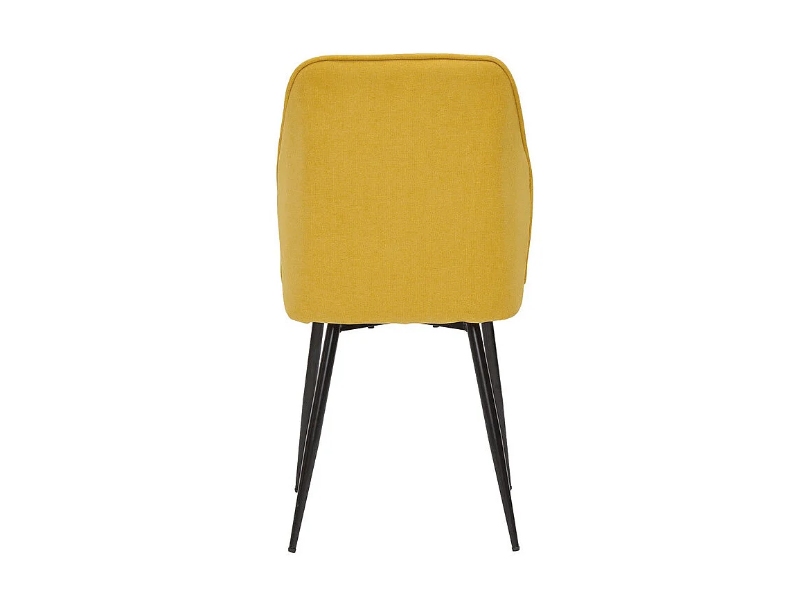 Chaises design en tissu effet velours jaune moutarde et métal noir (lot de 2) FANETTE
