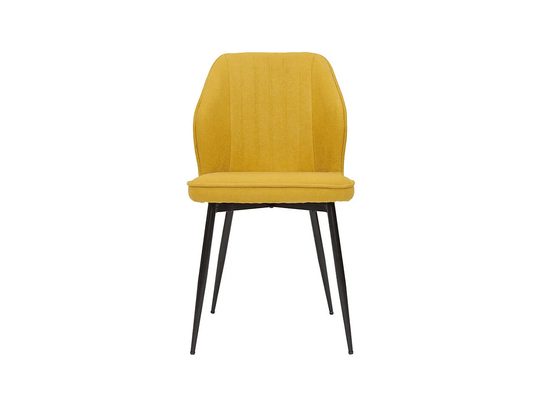 Chaises design en tissu effet velours jaune moutarde et métal noir (lot de 2) FANETTE