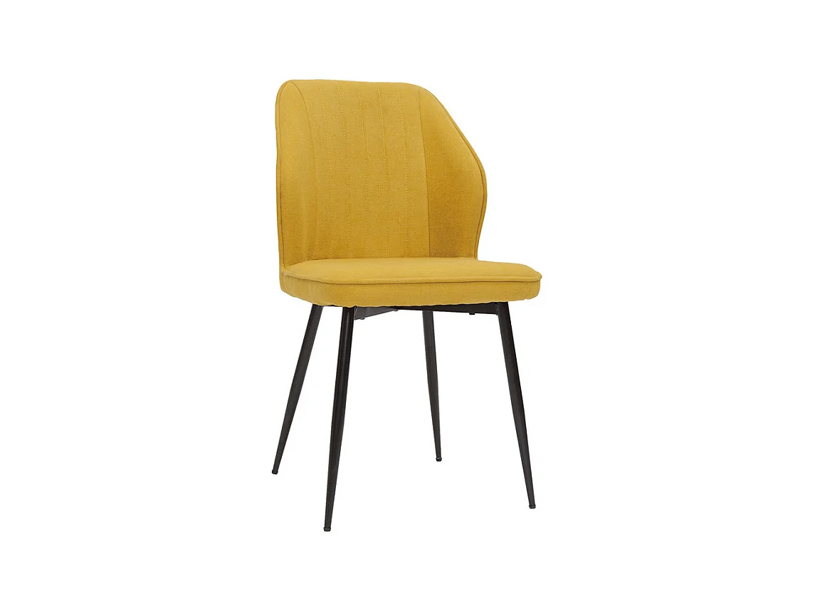 Set de 2 sillas de diseño de tejido efecto aterciopelado amarillo mostaza con patas de metal negro FANETTE