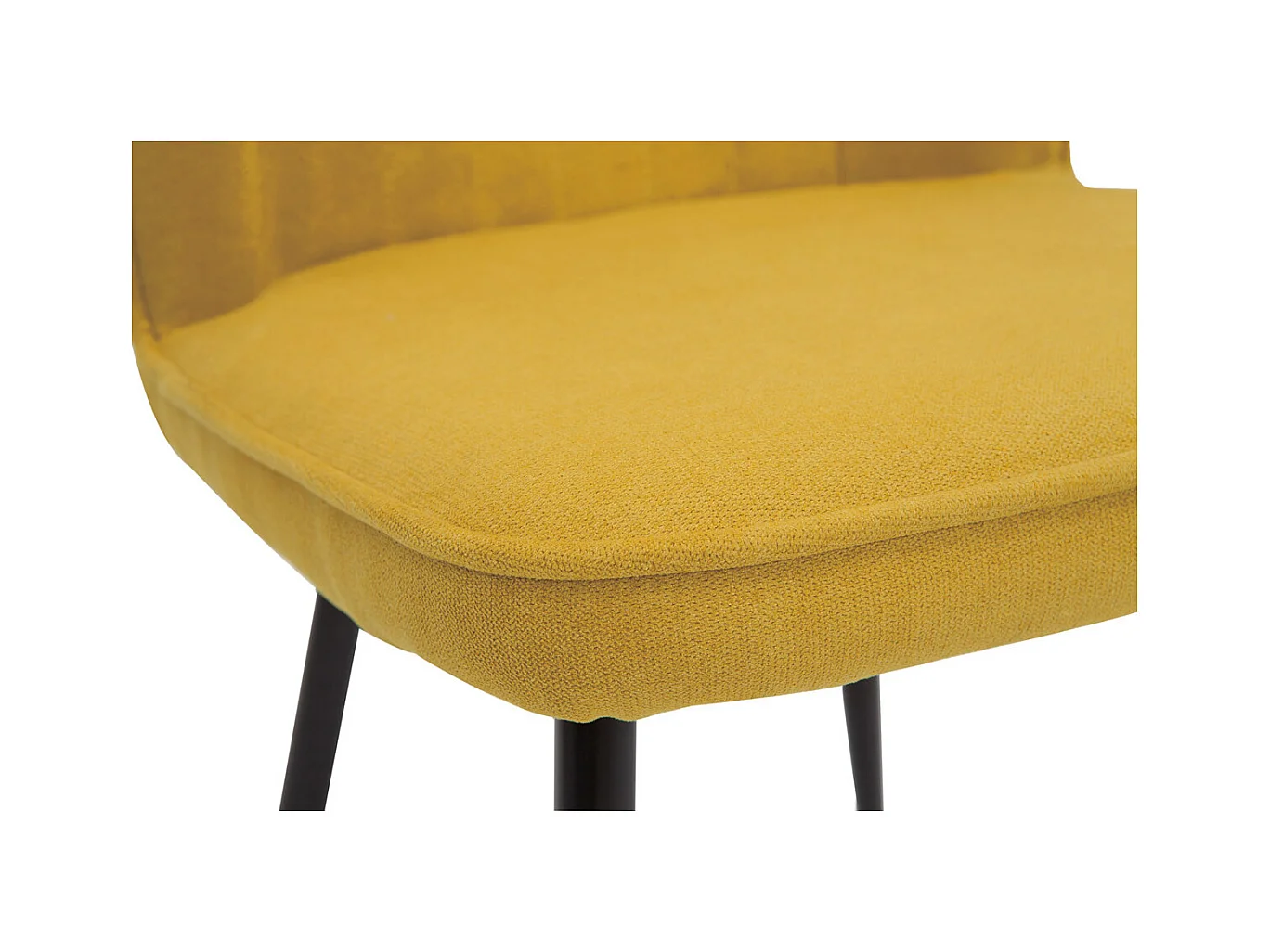 Set de 2 sillas de diseño de tejido efecto aterciopelado amarillo mostaza con patas de metal negro FANETTE