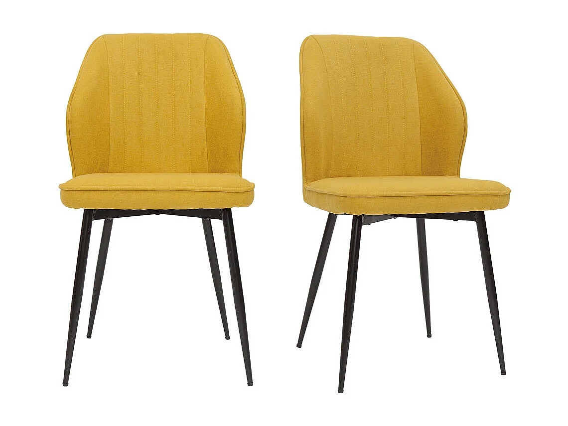 Chaises design en tissu effet velours jaune moutarde et métal noir (lot de 2) FANETTE