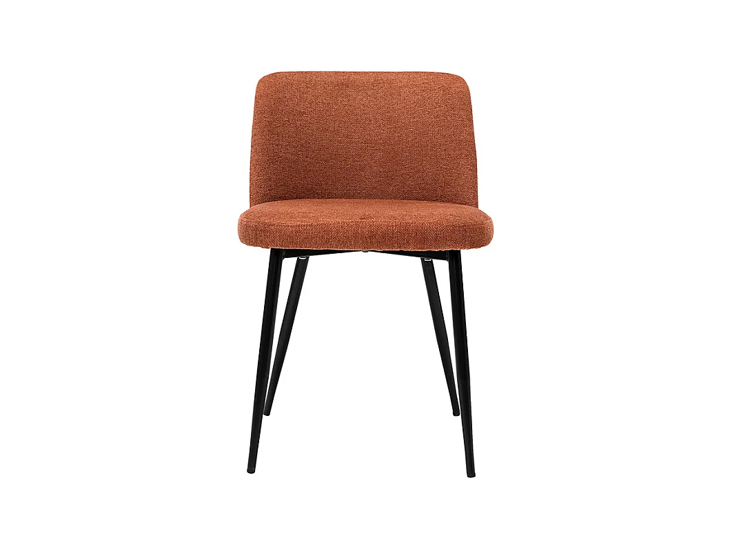 Stühle Stoff mit strukturiertem Samteffekt in Rostbraun und schwarze Metallfüße (2er-Set) MONTI