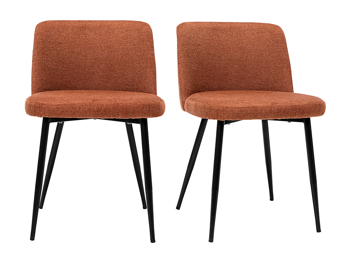Chaises en tissu effet velours texturé terre brûlée et métal noir (lot de 2) MONTI