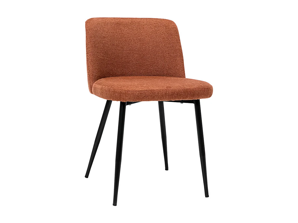 Chaises en tissu effet velours texturé terre brûlée et métal noir (lot de 2) MONTI