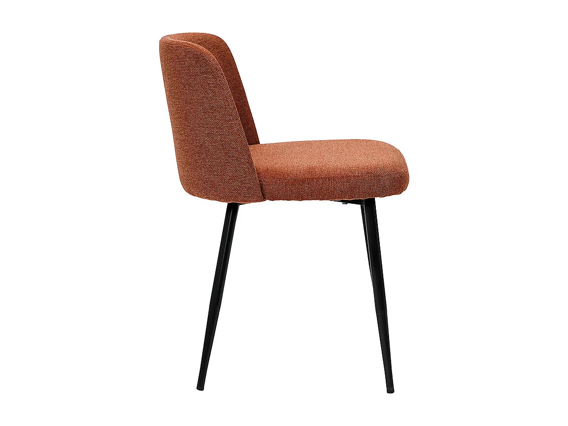 Chaises en tissu effet velours texturé terre brûlée et métal noir (lot de 2) MONTI