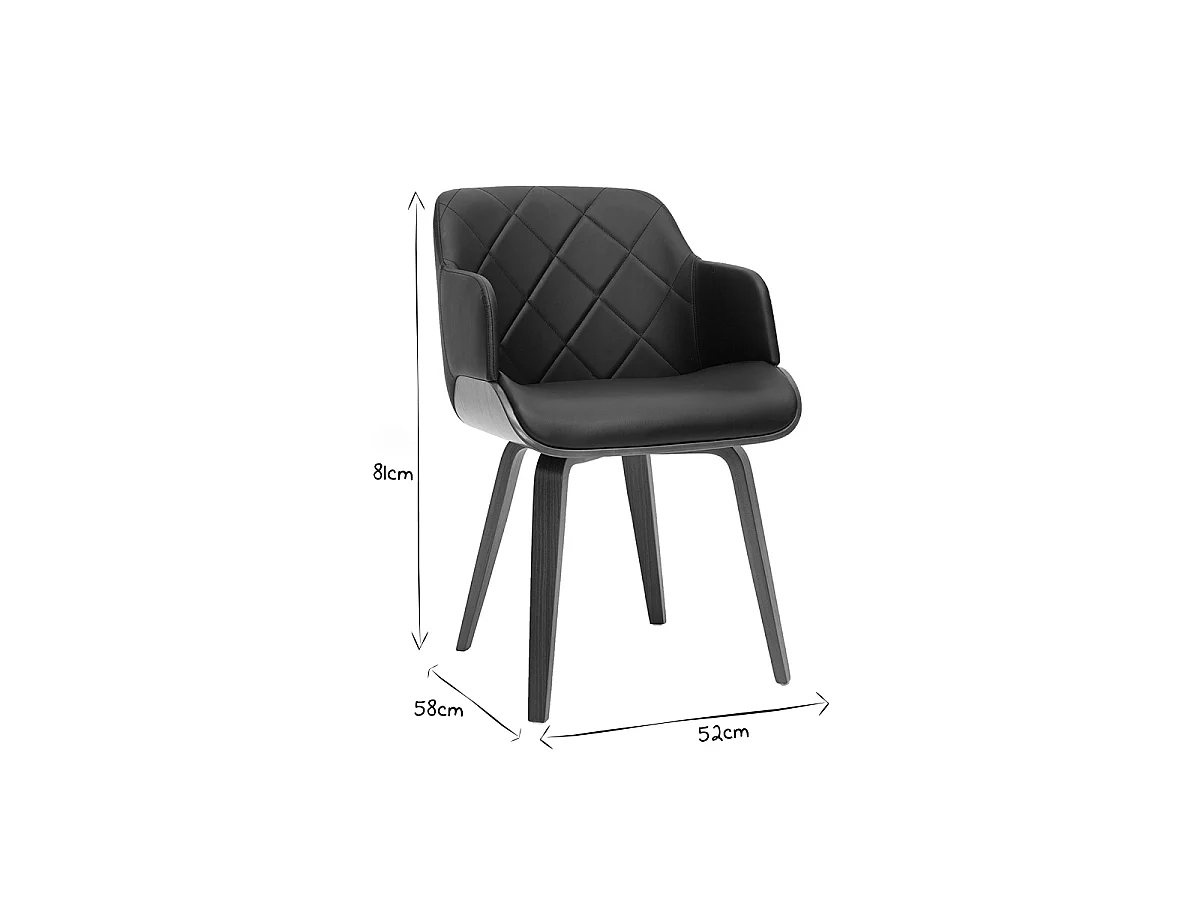 Silla de diseño negra con nogal LUCIEN