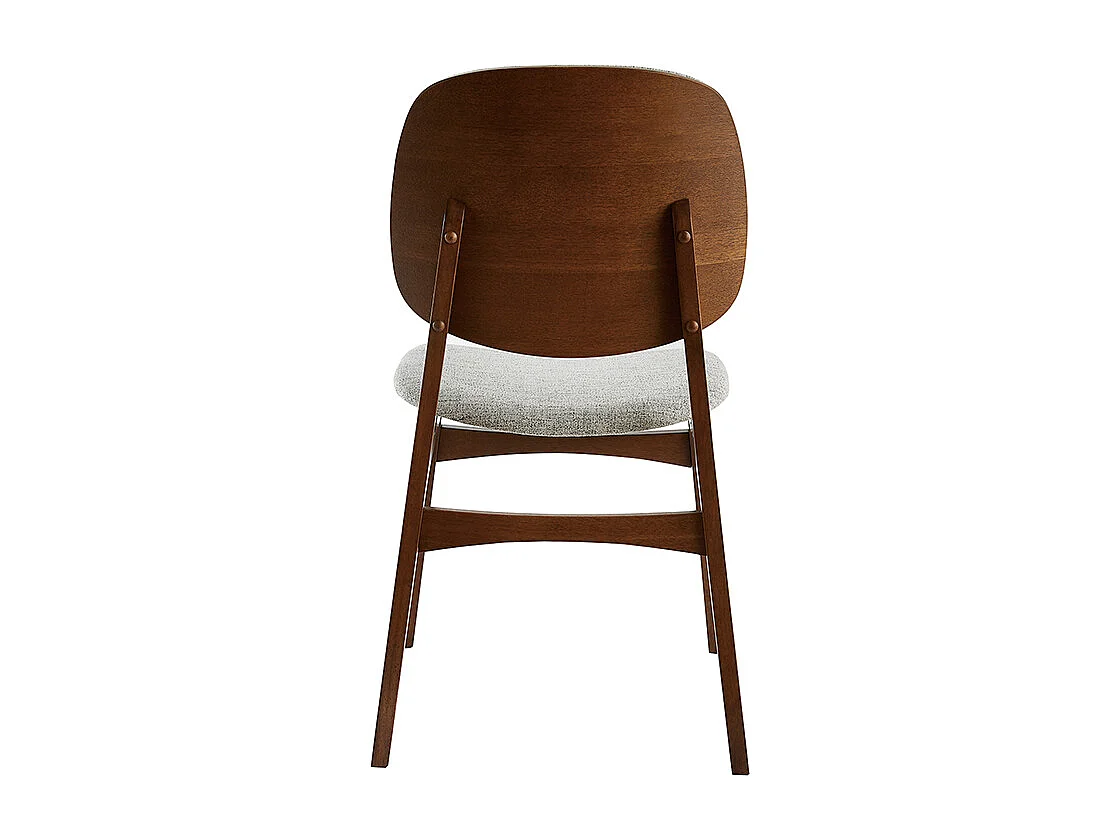 Set de 2 sillas vintage de tela gris claro y patas de nogal SOQUETTE