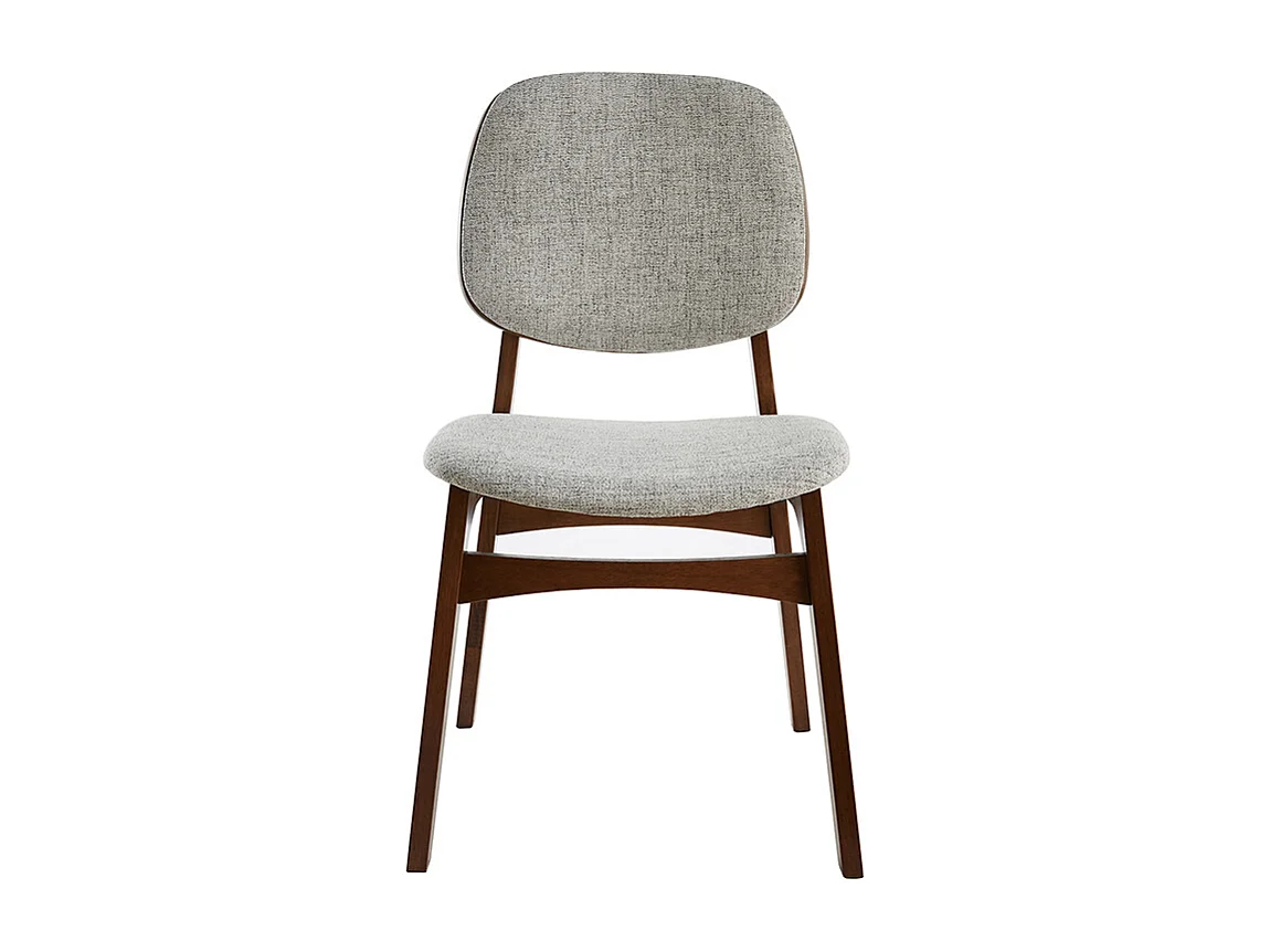 Chaises vintage en tissu gris clair et bois foncé (lot de 2) SOQUETTE