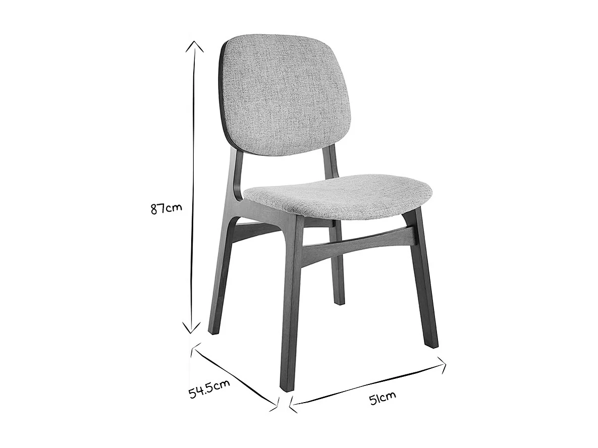 Chaises vintage en tissu gris clair et bois foncé (lot de 2) SOQUETTE
