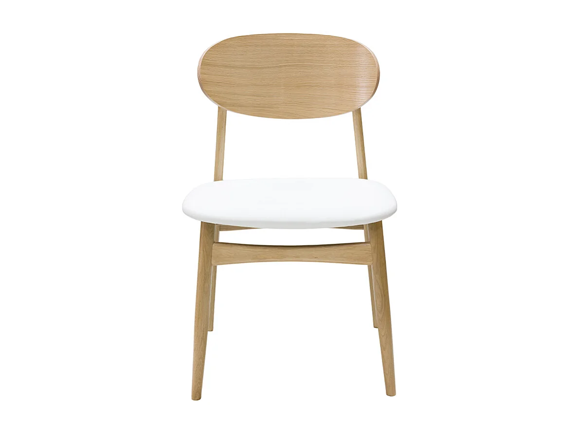 Chaises design blanc et bois clair chêne massif (lot de 2) VICKY