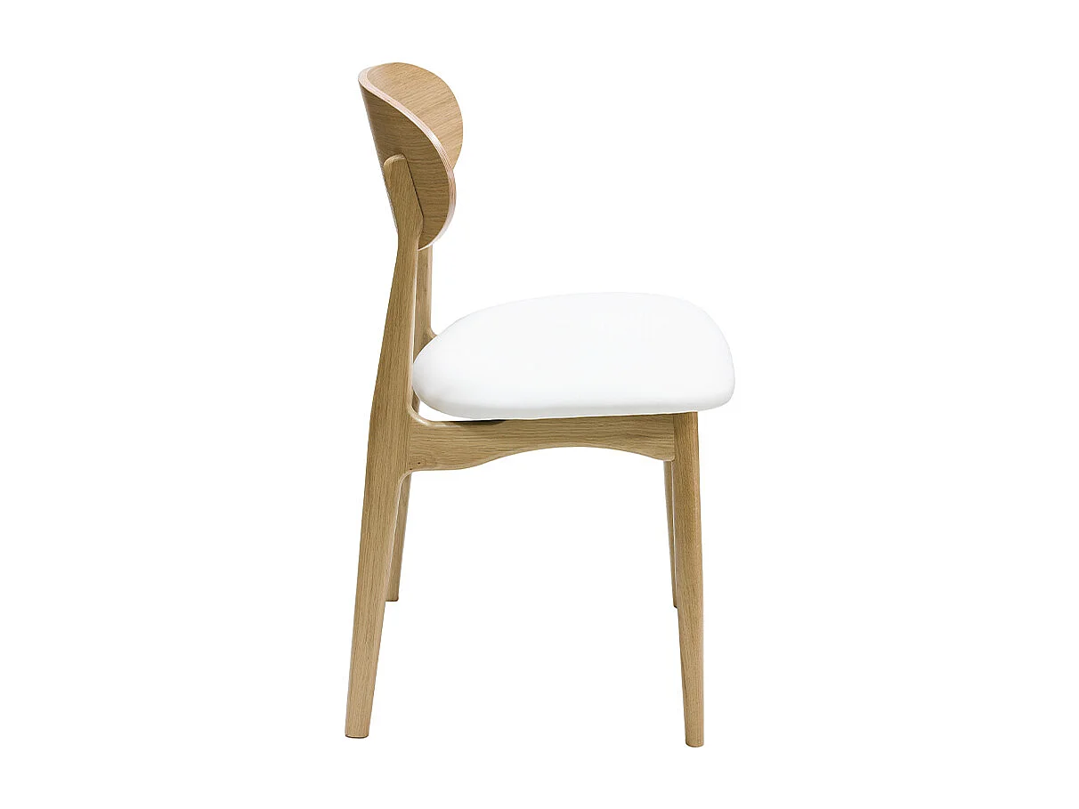 Chaises design blanc et bois clair chêne massif (lot de 2) VICKY