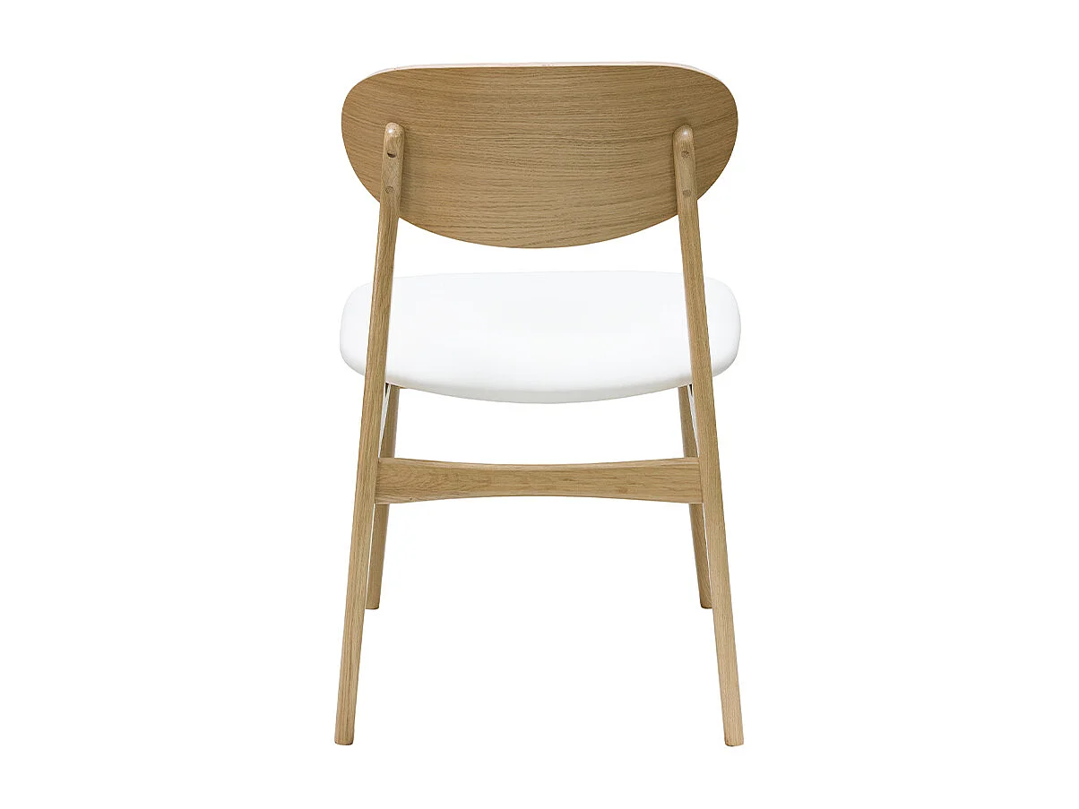 Chaises design blanc et bois clair chêne massif (lot de 2) VICKY