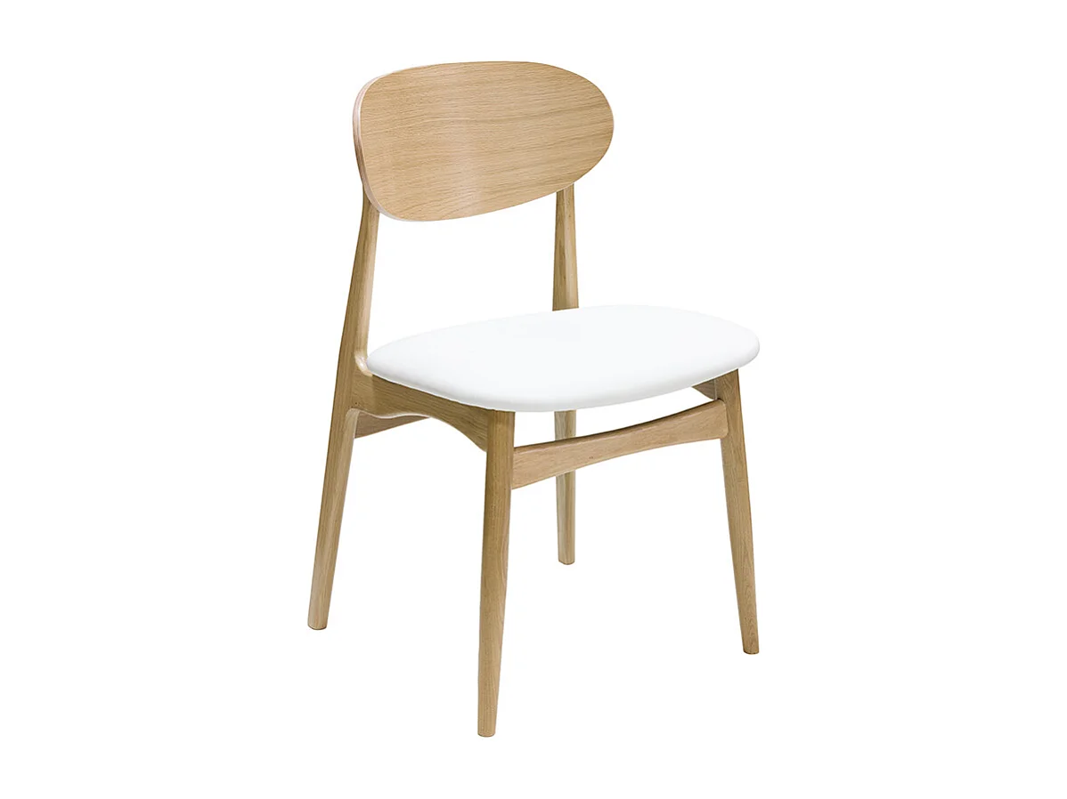 Chaises design blanc et bois clair chêne massif (lot de 2) VICKY