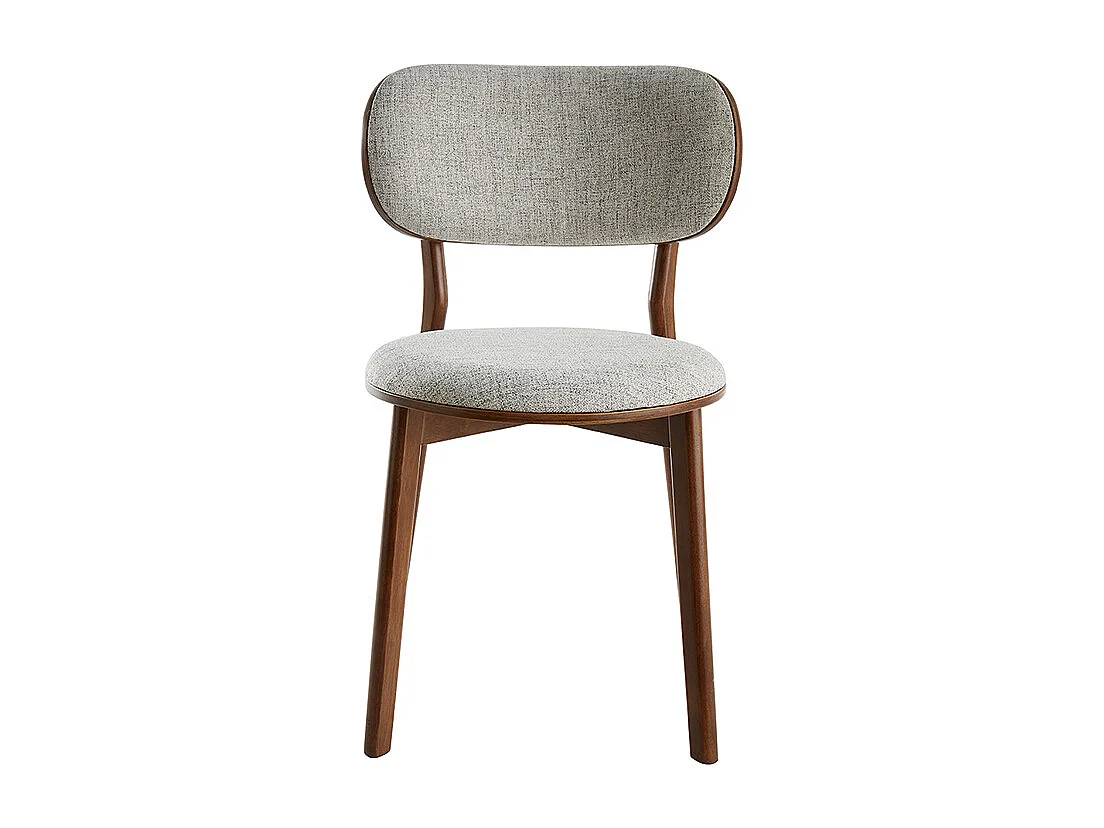 Chaises scandinaves en tissu gris clair et bois foncé noyer (lot de 2) FAUVETTE