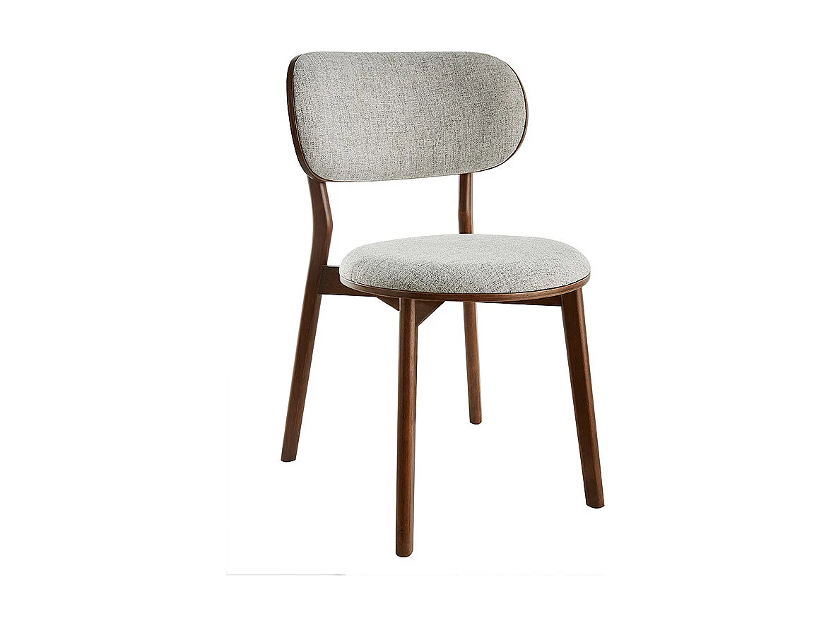 Chaises scandinaves en tissu gris clair et bois foncé noyer (lot de 2) FAUVETTE