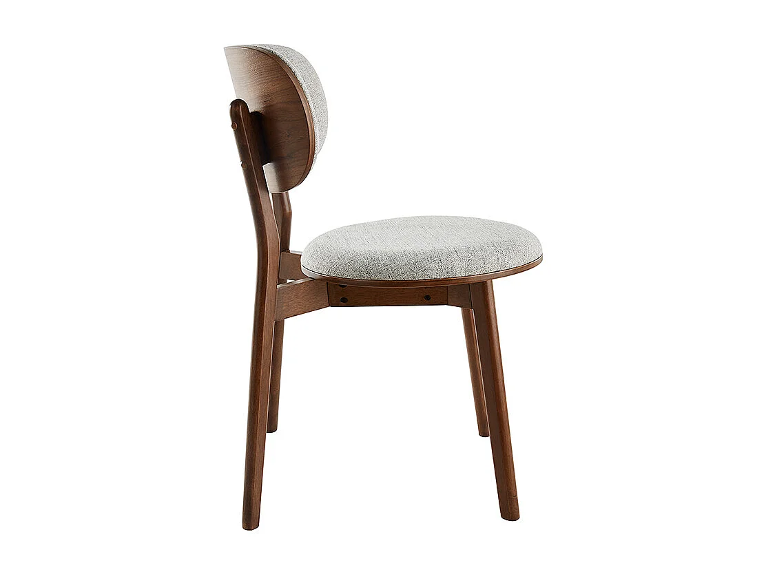 Chaises scandinaves en tissu gris clair et bois foncé noyer (lot de 2) FAUVETTE