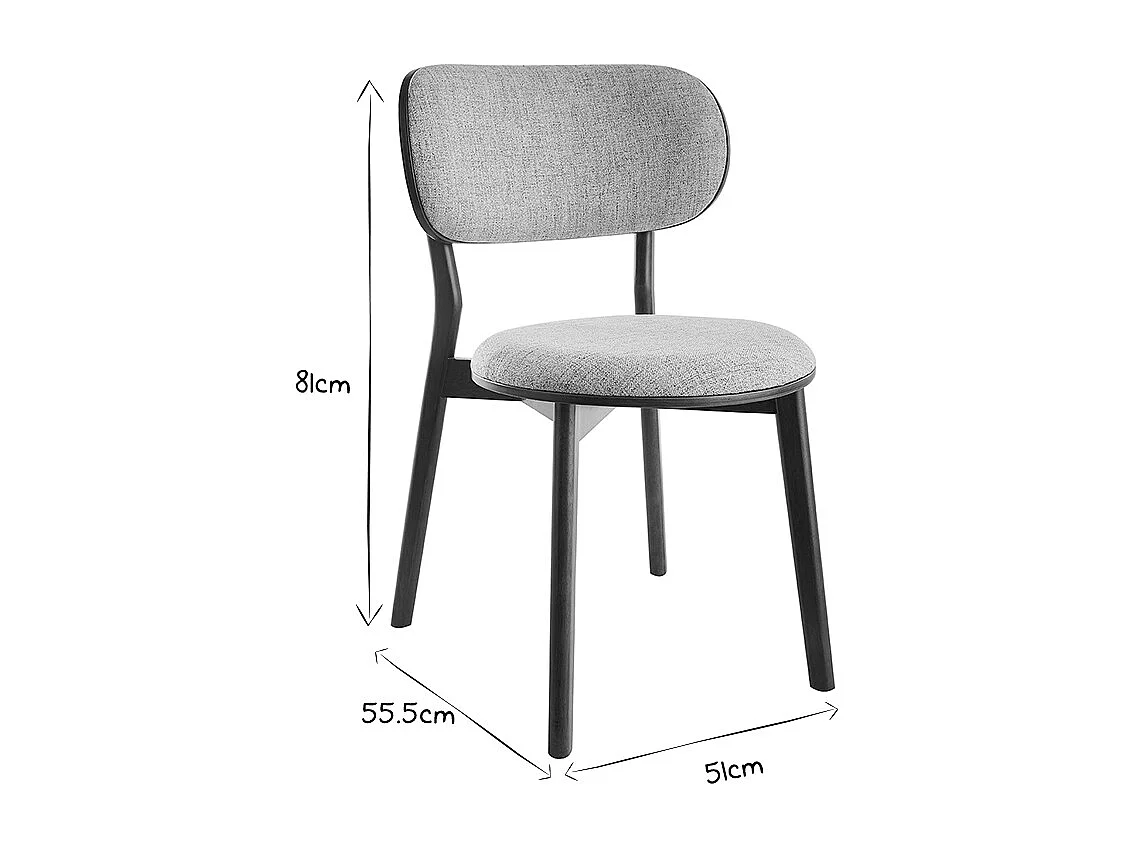 Chaises scandinaves en tissu gris clair et bois foncé noyer (lot de 2) FAUVETTE