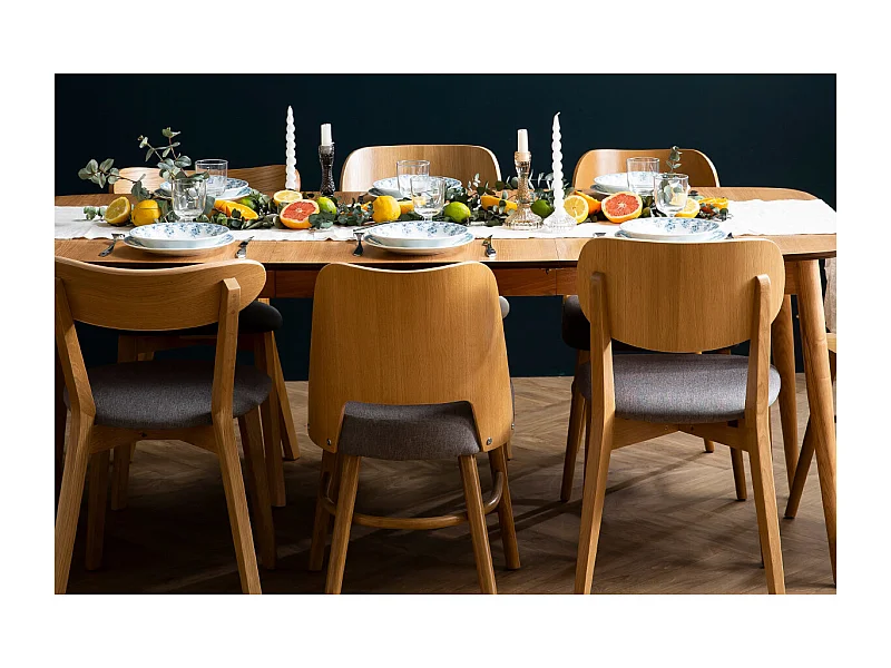 Sedie vintage rovere e sedile grigio chiné (set di 2) LUCIA