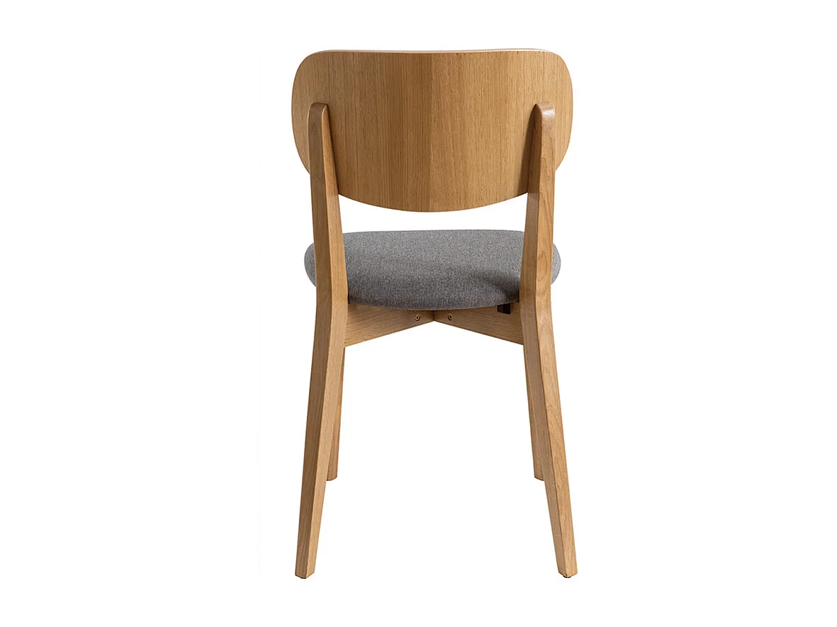 Chaises vintage en bois clair chêne et tissu gris clair (lot de 2) LUCIA
