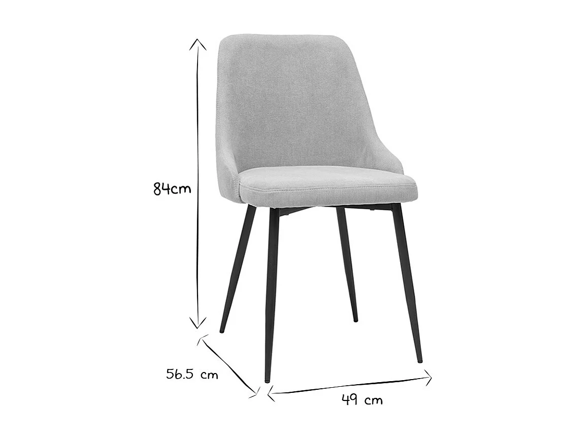 Sedie design tessuto effetto velluto naturale e metallo nero (set di 2) CULT