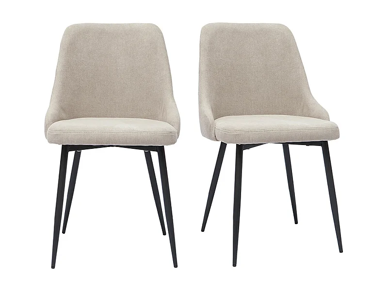 Chaises design en tissu effet velours beige naturel et métal noir (lot de 2) CULT