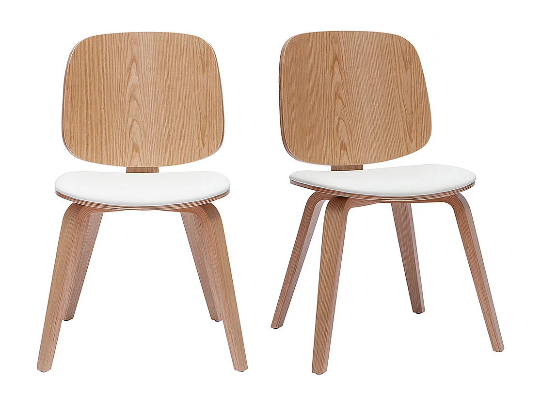 Chaises scandinaves en bois clair et blanc (lot de 2) BECK