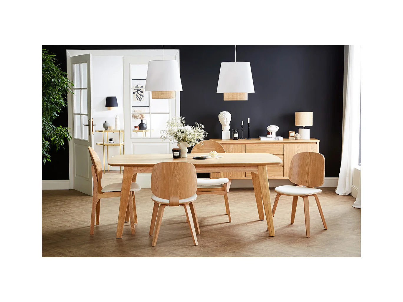 Sedie legno scuro e nero (set di 2) BECK